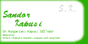 sandor kapusi business card